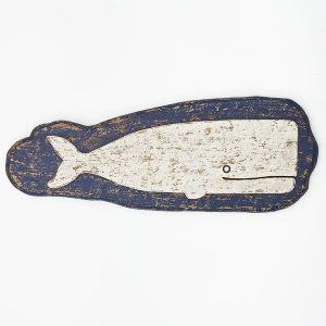Baleine murale en bois bleu